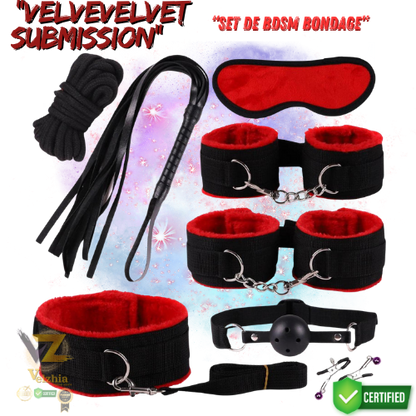 Velvet Submission™- SET DE BDSM BONDAGE. EROTICO 8 PCS